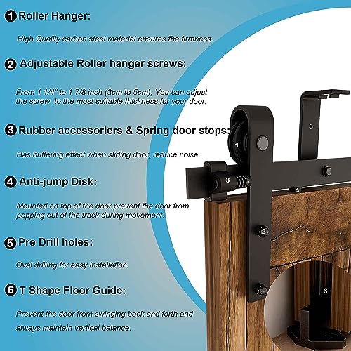 14FT Ceiling Mount Sliding Barn Door Hardware Kit for 42" Double Wood Door Q734445