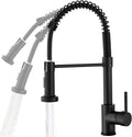 Stylish Kitchen Faucets with Pull Down Sprayer, Food Grade Material 304 Stainless Steel Single Handle Spring Kitchen Sink Faucet for Home,Commercial,rv Kitchen - Matte Black