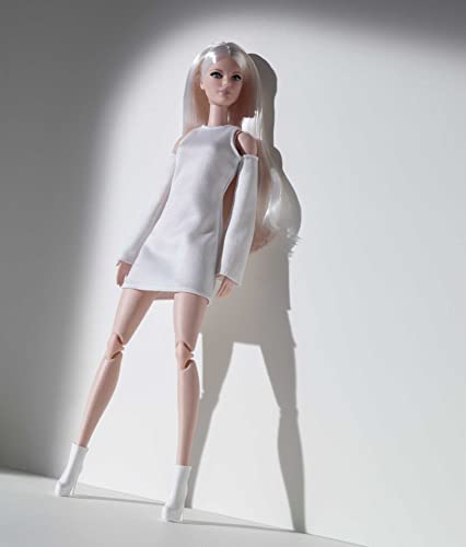 Barbie Signature Looks Doll Tall Blonde Posable Fashion Doll White Dress Platform Boots J1168