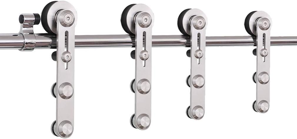 14FT Stainless Steel Sliding Double Barn Door Hardware Kit I7170