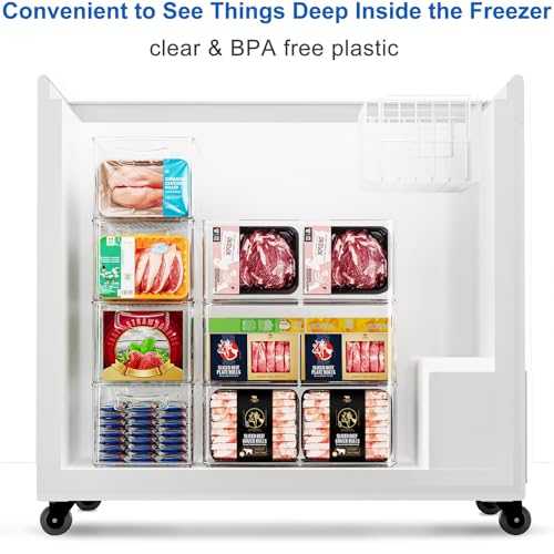 Hudgan 2 Pack Deep Freezer Organizer Bins, Stackable Food-Grade Plastic P509231
