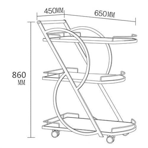 Gold Marble 3-Tier Rolling Bar Cart with Handle M86612