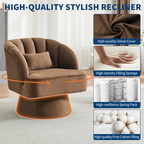 GarveeHome Modern Swivel Barrel Accent Chair, Teddy Fabric Upholstered Armchair, Black W334223