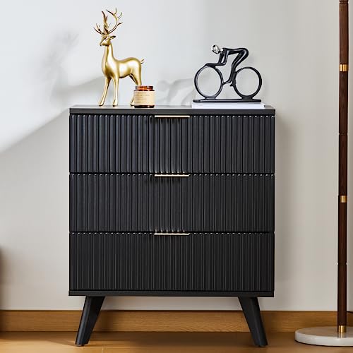 Fluted 5 Drawers Dresser for Bedroom, Wooden Tall Storage, Walnut L1075