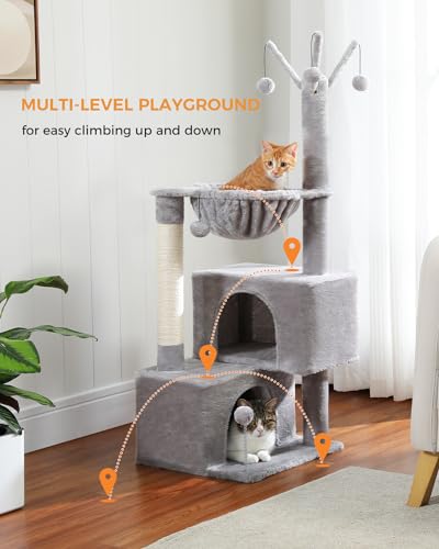 45-Inch Cat Tree with 2 Condos, Scratching Posts and Hammock F616