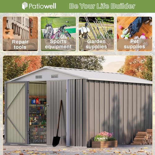 Patiowell 3 x 3 FT Outdoor Storage Shed with Sloping Roof, Grey F27529
