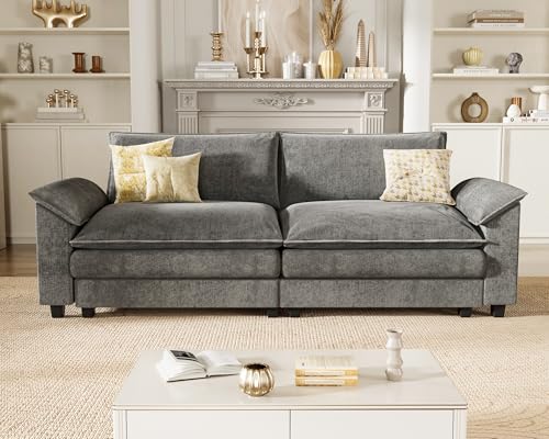 Homall 119" Modular Sectional Sofa with Reversible Ottoman, Light Grey V97154
