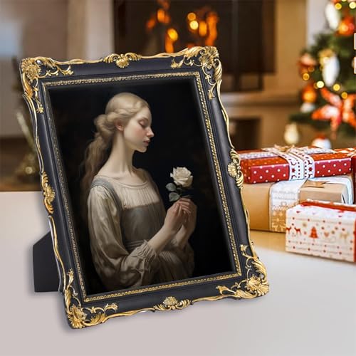 Vintage 8x10 Picture Frame with Glass Front, Antique Retro Photo Frame for Wall or Tabletop, Silver N745