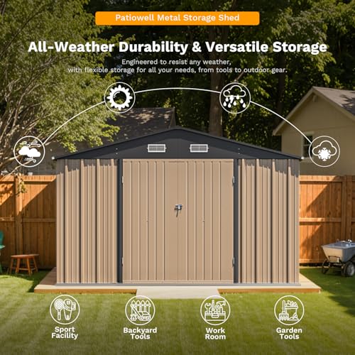 Patiowell 5x3 FT Outdoor Storage Shed with Sloping Roof and Lockable Door, Brown L4971