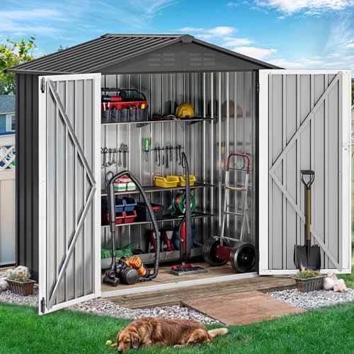 DWVO 6x4ft Metal Storage Shed for Outdoors, Dark Gray T6985
