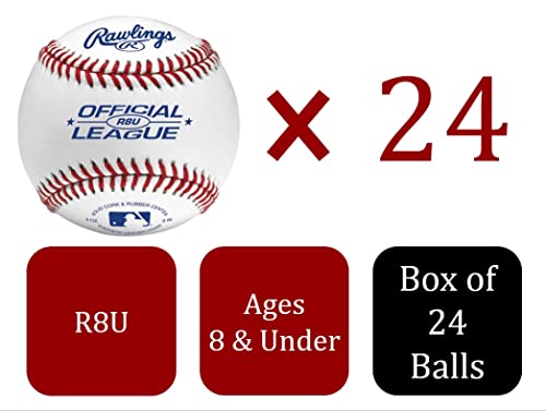 Rawlings Official League Recreational Use Practice Baseballs Youth 8U Bucket 24 Count I13020