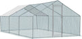 20 x 10 ft Large Metal Chicken Coop, Walk-in Poultry Cage Chicken Hen Run House with Waterproof Cover, Rabbits Cats Dogs Farm Pen for Outdoor Backyard Farm Garden