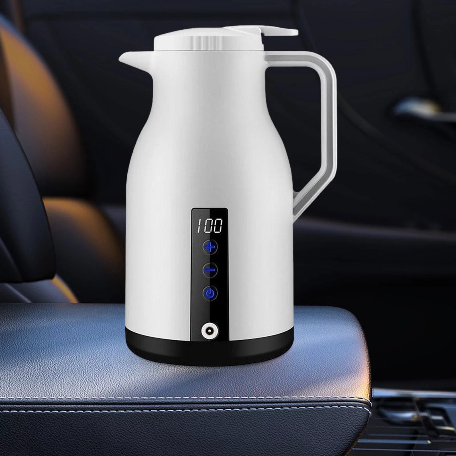 Portable Electric Car Kettle for Tea Milk, White with Base G4114
