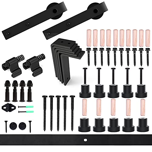 14FT Ceiling Mount Sliding Barn Door Hardware Kit for 42" Double Wood Door Q734445