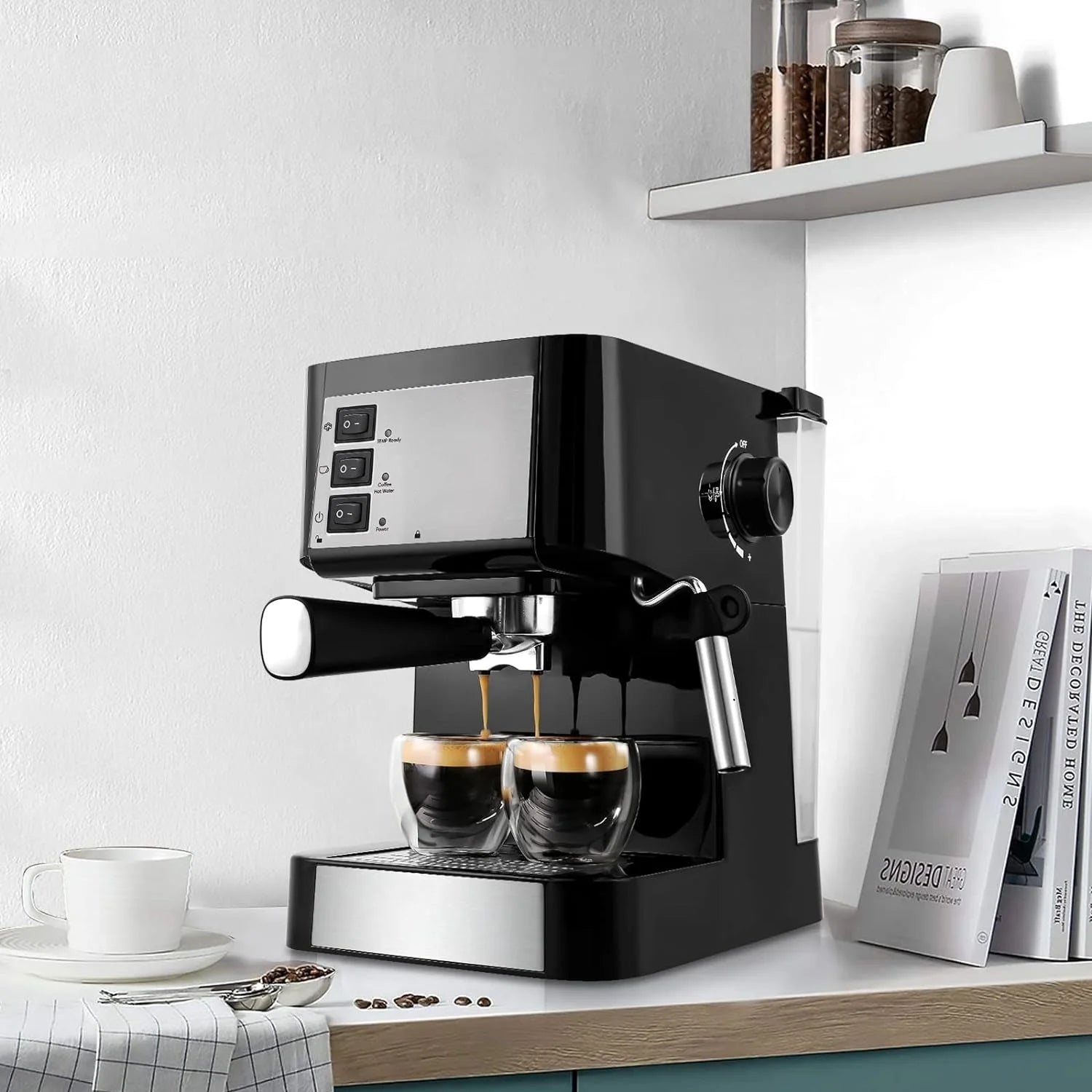 Espresso Machine with Steam Milk Frother, 50oz Water Tank G386