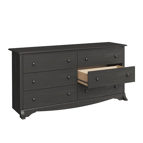 Prepac Rustic Ridge Farmhouse 6-Drawer Double Dresser, Brown X6434