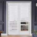 SEEYE Zebra Blinds for Windows - French Door Blinds Roller Dual Shades Light Control Window Treatments Horizontal Day and Night Sheer, 35.4" W x 90" H, White