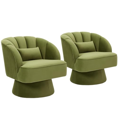 GarveeHome Modern Swivel Barrel Accent Chair, Teddy Fabric Upholstered Armchair, Black W334223