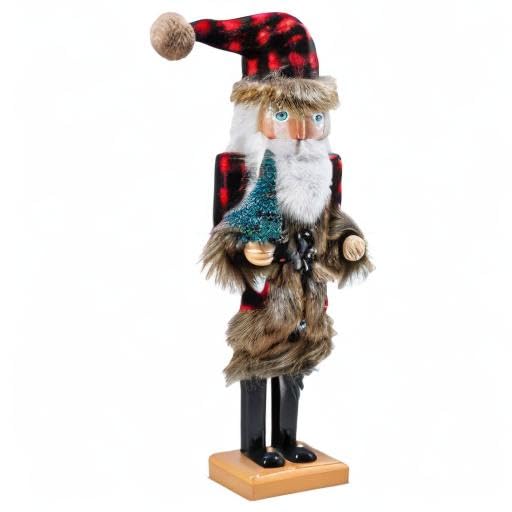 Ornativity Christmas Santa Nutcracker Red and Black Wooden Figure 15" S3008