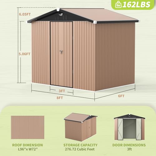 Metal Storage Shed 10x12 Outdoor Building with Lockable Doors T60989