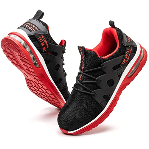 Kezhiho Steel Toe Shoes for Men Women Air Cushion Lightweight Work Shoes Comfortable Breathable Puncture Proof Slip Resistant Sneakers Indestructible Construction Industrial Safety Shoes