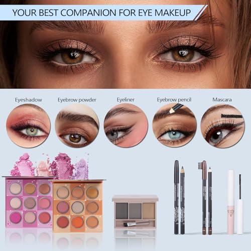 Makeup Gift Set for Women with Eyeshadow, Brushes & Lip Gloss X93393