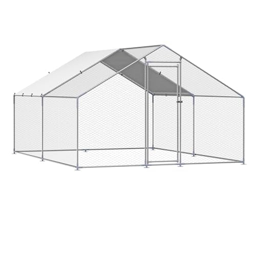 VEVOR Large Metal Chicken Coop with Run, Walk-in Outdoor Poultry Pen W388