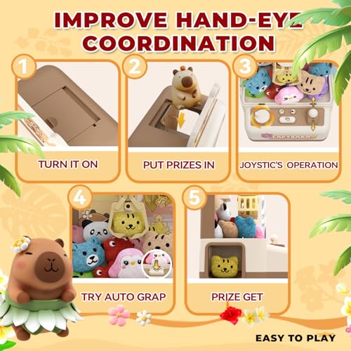 Mini Claw Machine for Kids, Capybara Vending Machine Toy, Birthday Gift for Age 3+ V1455