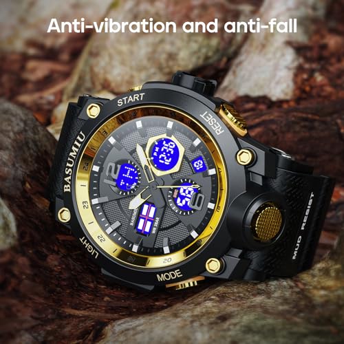 Men's Analog Digital Tactical Military Wrist Watch Waterproof Gold Z37220