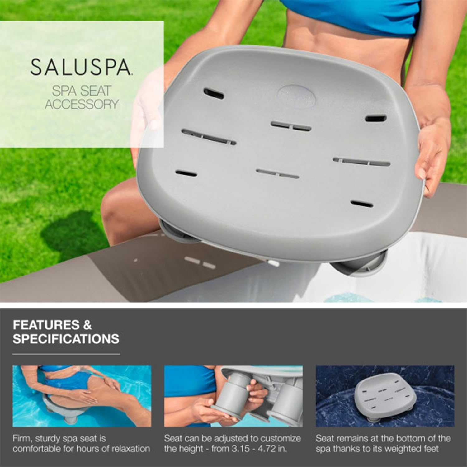 Bestway Coleman Sicily AirJet Inflatable Round Hot Tub with EnergySense Cover, Gray P59351