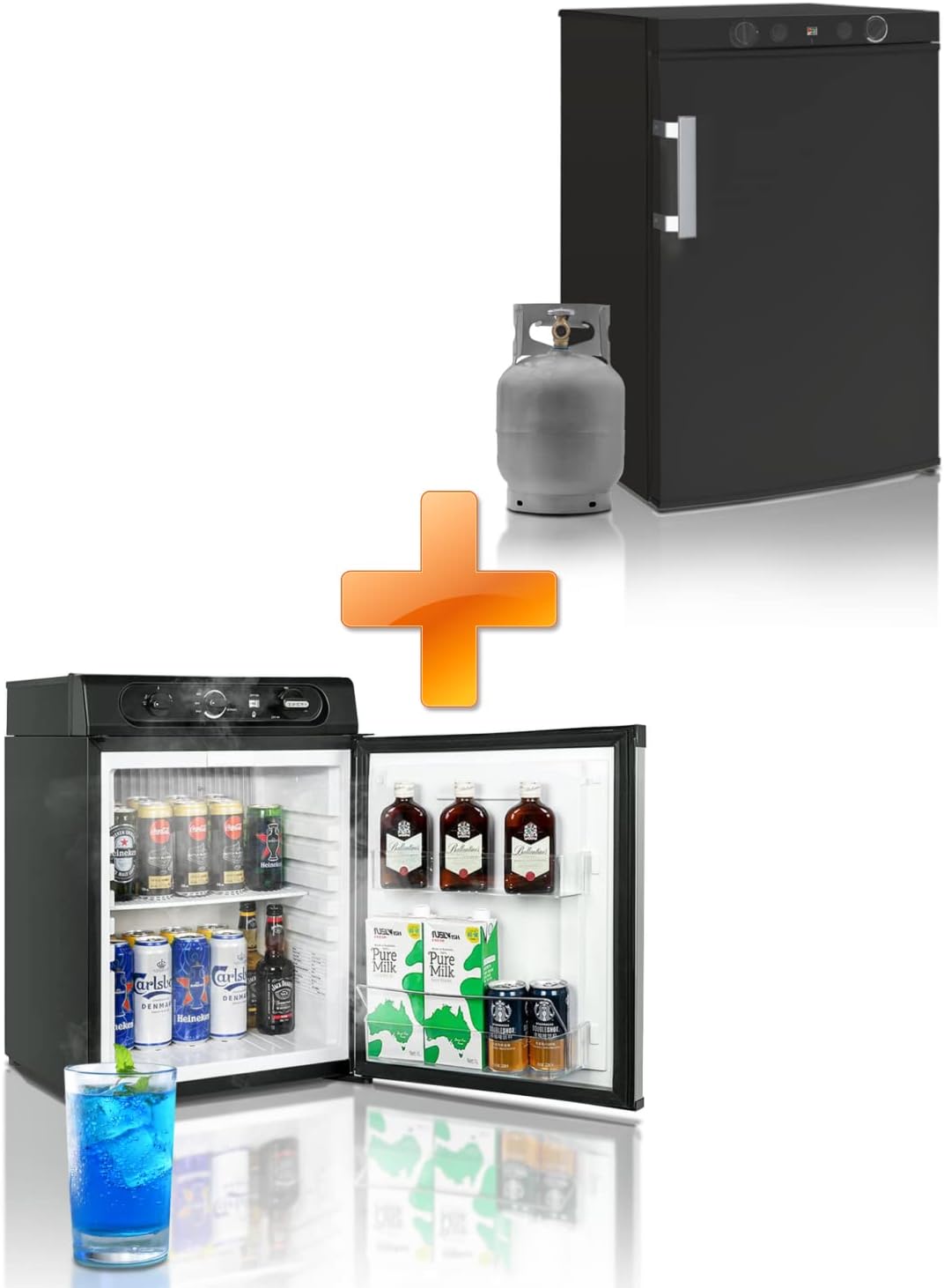 Smad 3 Way Propane Refrigerator 1.4 Cu.ft + 3.5 Cu.ft Propane Refrigerator with Freezer