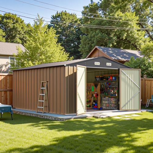 Patiowell 5x3 FT Outdoor Storage Shed with Sloping Roof and Lockable Door, Brown L4971