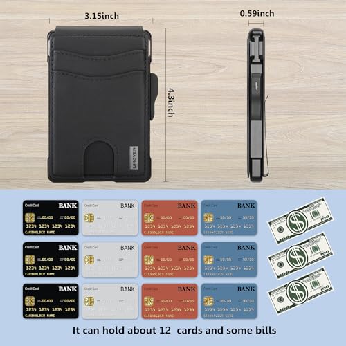 umoven Men's Leather Bifold Wallet with Money Clip and RFID Blocking C72652