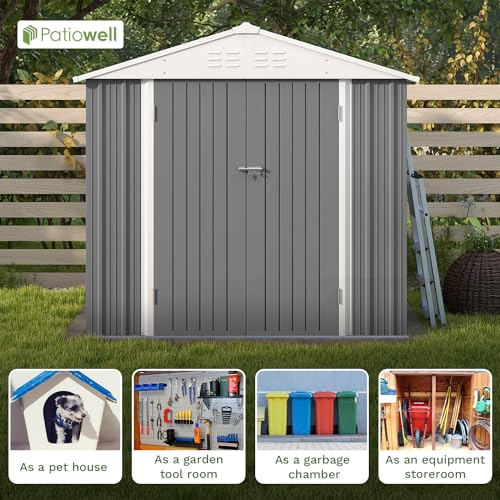 Patiowell 3 x 3 FT Outdoor Storage Shed with Sloping Roof, Grey F27529