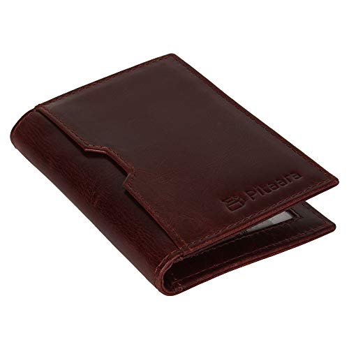 Pitaara Genuine Leather Slim Hand Crafted Minimalist Bifold Front Pocket Wallet with RFID Blocking