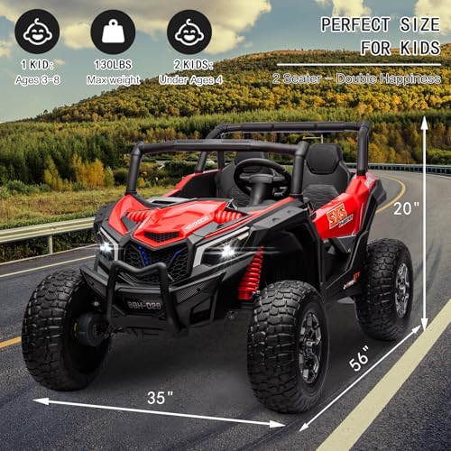 MOLACHI 24V 2 Seater Kids Ride on UTV Car 4WD Electric Vehicle with Remote Control (Pink) L632046