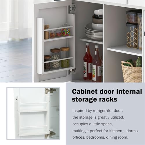 Kitchen Island with Storage, Rolling Kitchen Cart with Drop-Leaf Countertop, Black T7490