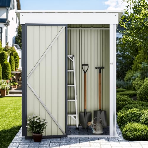 Greesum Outdoor Storage Shed 6 x 8 ft Metal Garden Utility Tool Shed with Lock, Brown U409