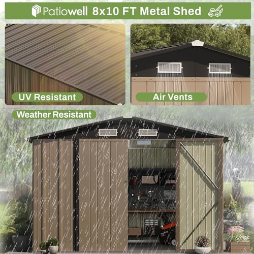 Patiowell 3 x 3 FT Outdoor Storage Shed with Sloping Roof, Grey F27529