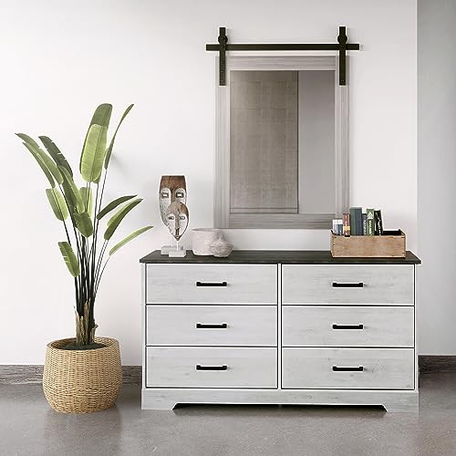Prepac Rustic Ridge Farmhouse 6-Drawer Double Dresser, Brown X6434