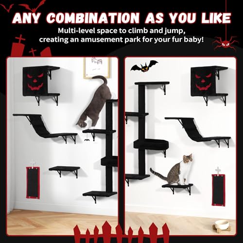 COZIWOW Wall Mounted Cat Shelves and Perches, Set of 5 (Grey) Y44261