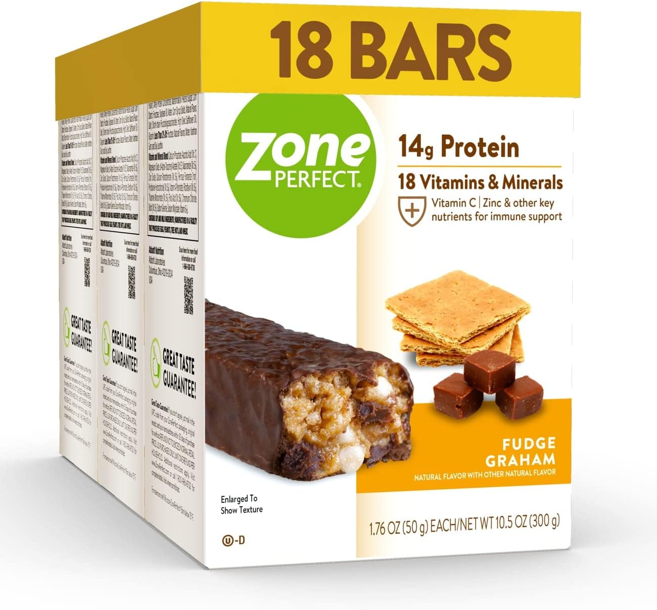 ZonePerfect Protein Bars, 13g Protein, 16 Vitamins & Minerals, Protein Snack, Fudge Graham, 18 Bars