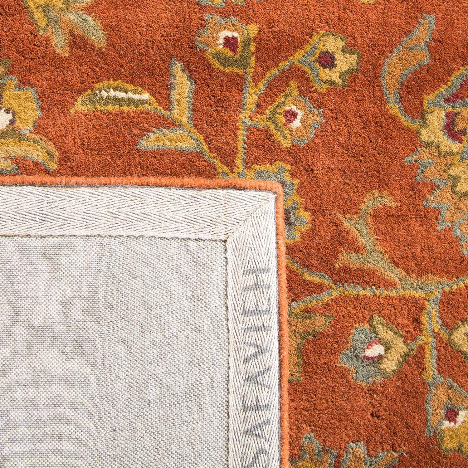 SAFAVIEH Heritage Collection 6' Square Red/Natural Handmade Wool Area Rug N7964