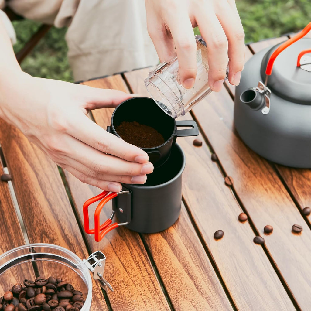 Odoland Camping Coffee Pot 1.2L with Mug and Filter M52160