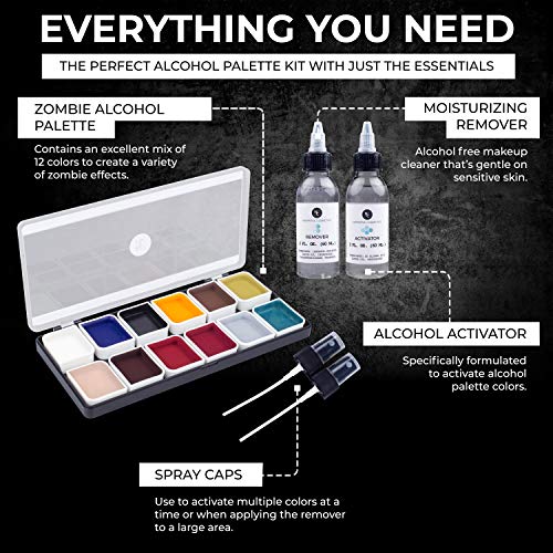 Narrative Cosmetics Zombie Alcohol-Activated Palette, Activator & Remover Kit, SFX Makeup Set U6896