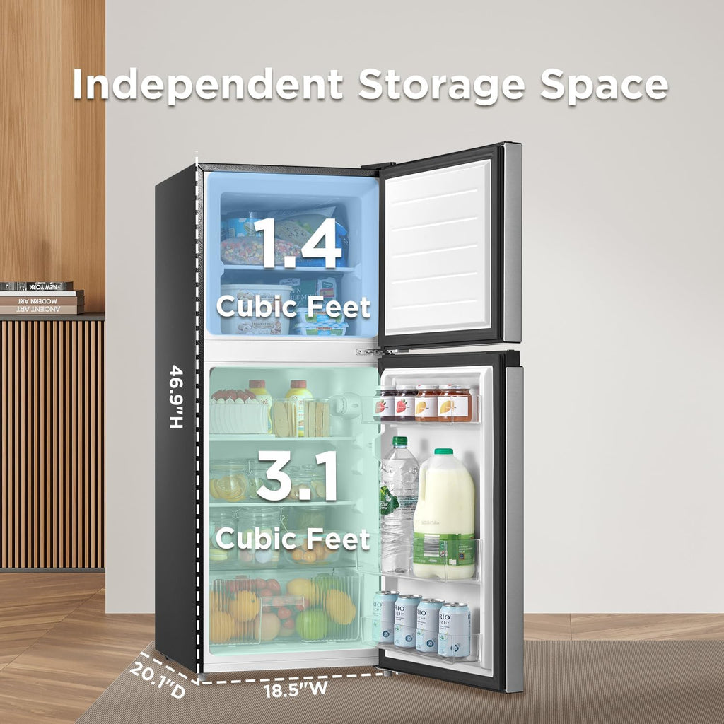 Midea MERM45S3AST Double Door Compact Refrigerator, 4.5 Cu Ft, Stainless Steel O10432