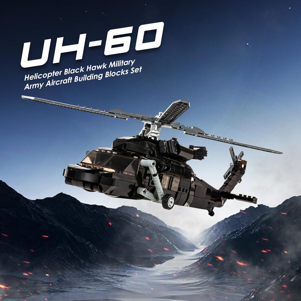DAHONPA UH-60 Black Hawk Helicopter Building Bricks Set, 700 Pieces Toy for Kids and Adults Z4406