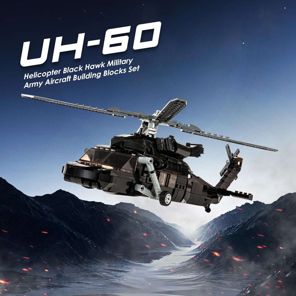 DAHONPA UH-60 Black Hawk Helicopter Building Bricks Set, 700 Pieces Toy for Kids and Adults Z4406