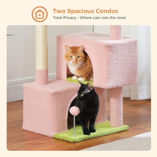 45-Inch Cat Tree with 2 Condos, Scratching Posts and Hammock F616