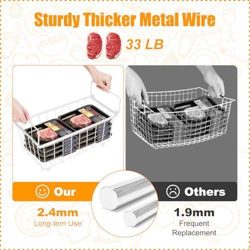Freezer Organizer Bins, 6 Pack Stackable with Handles, Black S4912